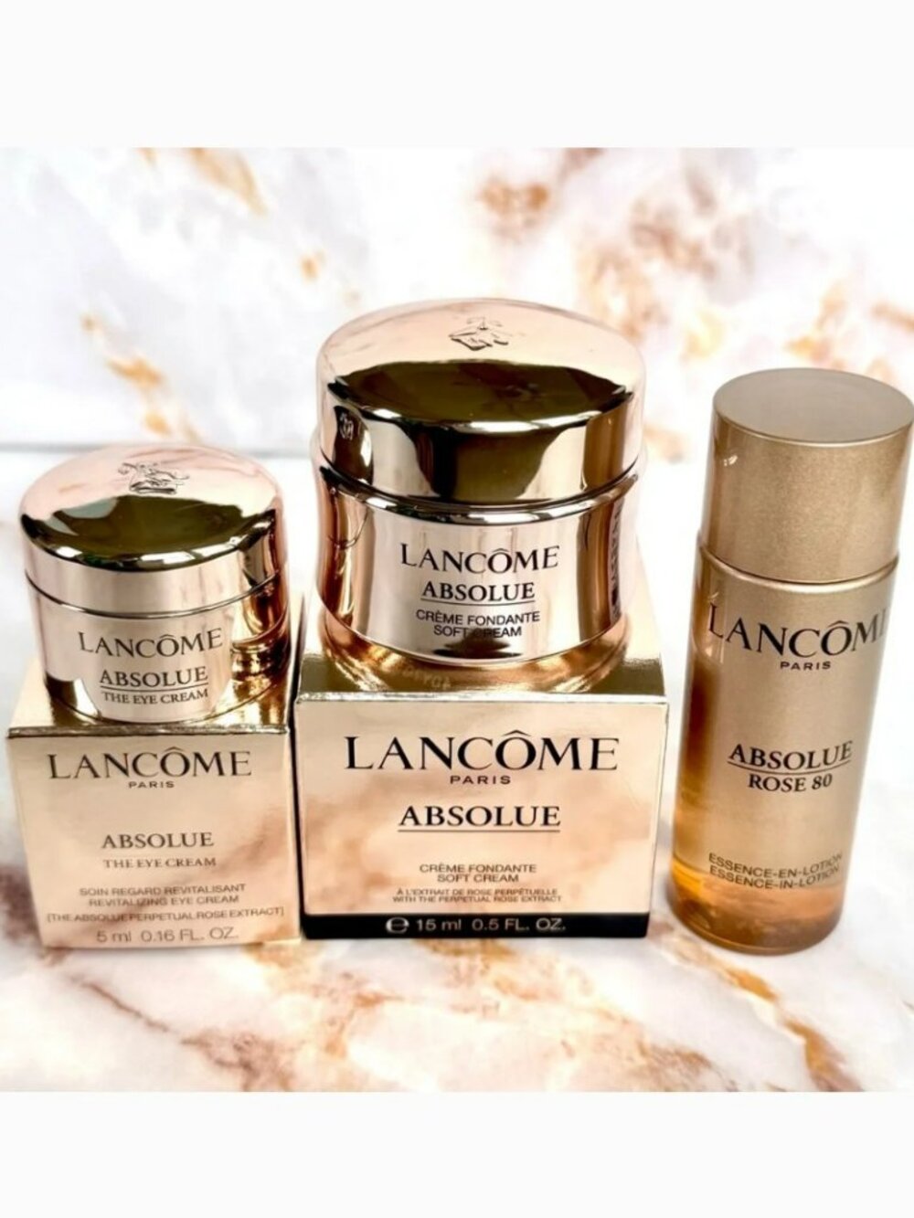 Lancome Absolue Set - The Eye Cream, Soft Cream, Rose 80 Essence-In-Lotion Toner